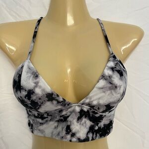 Hollister Black and White Tie Dye Bikini Top
